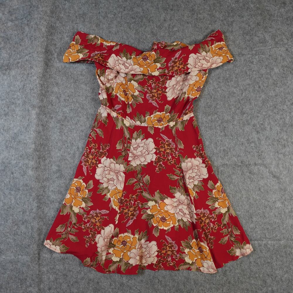 Reformation Dress Womens 0 Petite Canopy Canton Floral Off Shoulder Red Mini - Picture 1 of 8